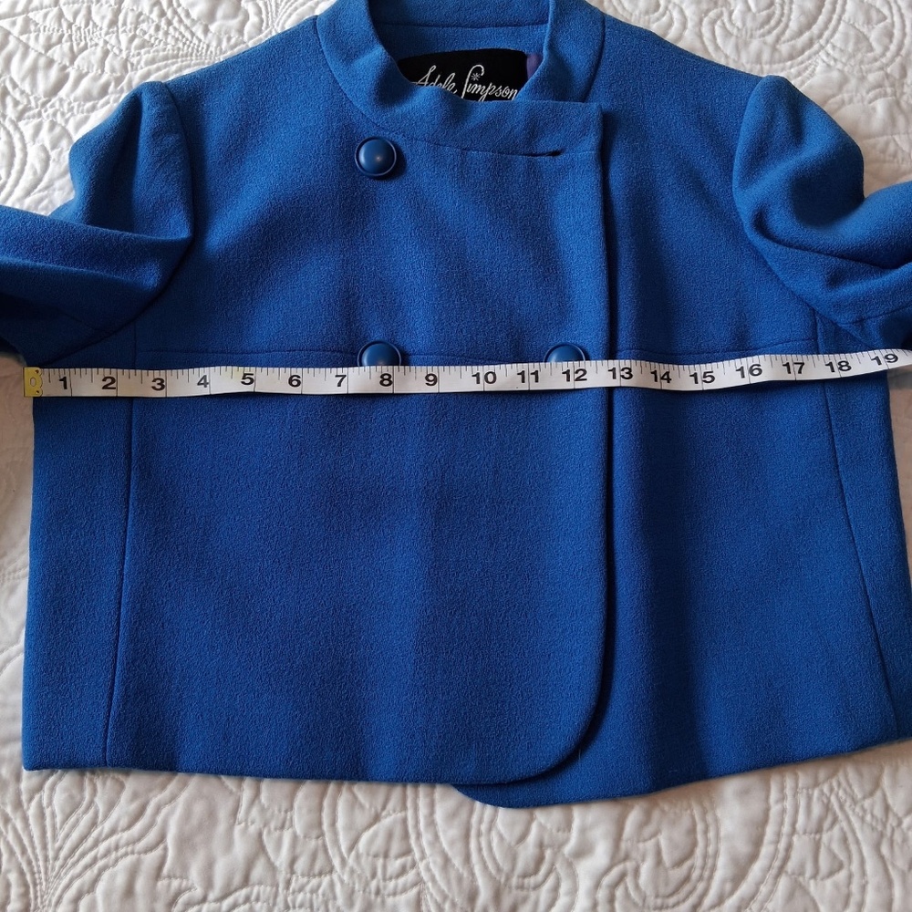 Adele Simpson Cropped Blue Tailored Jacket, Sz 8 - image 4
